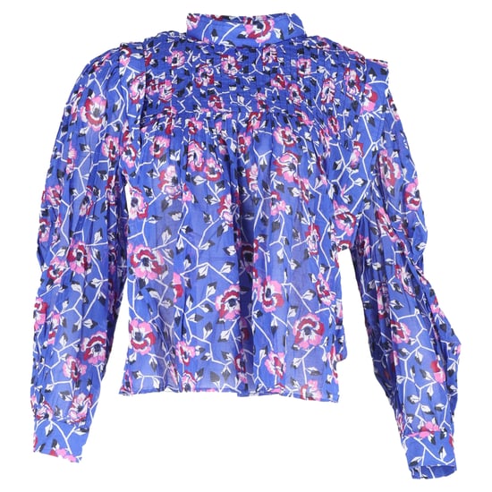 Isabel Marant Etoile Vega Bluse mit Blumenmuster in leuchtendem Blau, Baumwolle mit Abnähern - Image 1