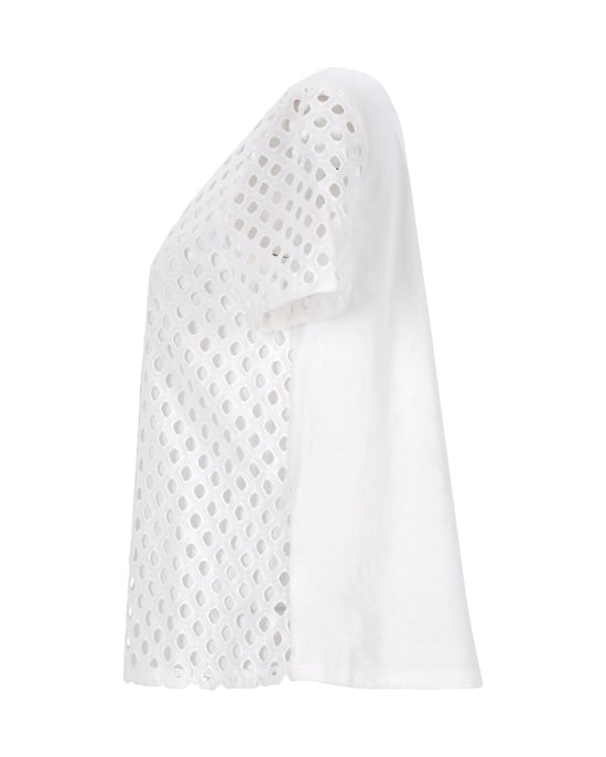 Tory Burch T-Shirt mit Lochstickerei vorne aus weißer Baumwolle - Image 2