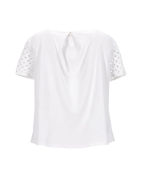 Tory Burch T-Shirt mit Lochstickerei vorne aus weißer Baumwolle - Image 3