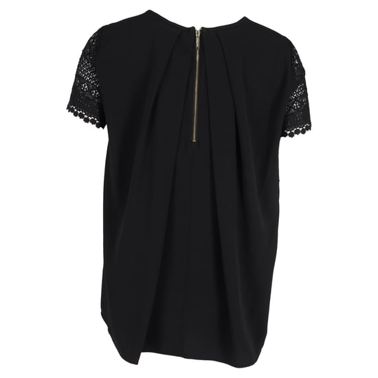 Schwarzes Michael Kors T-Shirt mit Rundhalsausschnitt und Spitze aus Baumwolle - Image 3