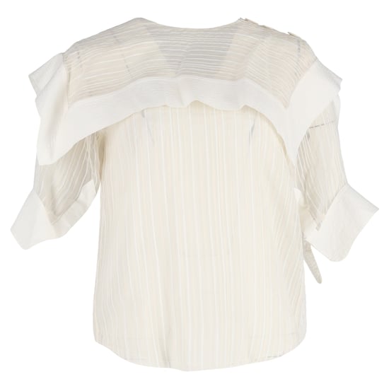 Chloé gestreifte Bluse mit Overlay-Muster aus weißer Seide - Image 1