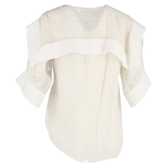 Chloé gestreifte Bluse mit Overlay-Muster aus weißer Seide - Image 3