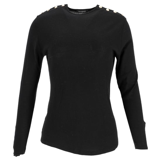 Balmain Top mit Knopfverzierungen aus schwarzer Wolle - Image 1