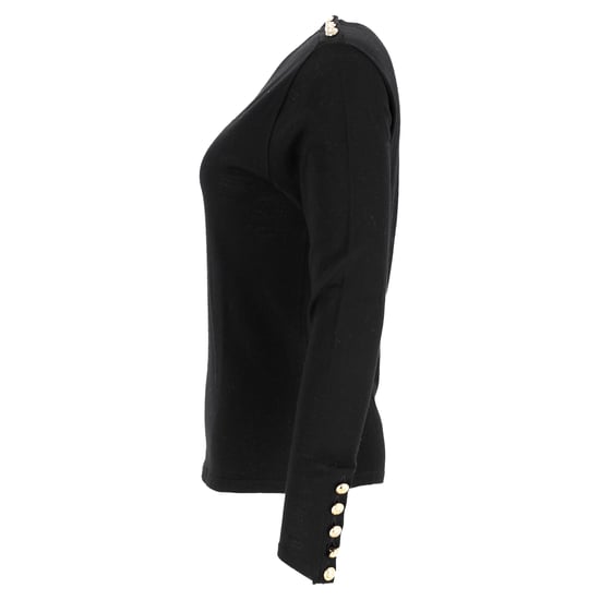 Balmain Top mit Knopfverzierungen aus schwarzer Wolle - Image 2