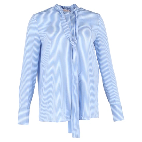 Valentino Garavani Streifen-Krawatten-Knopfhemd aus blauer Seiden-Crêpe de Chine - Image 1