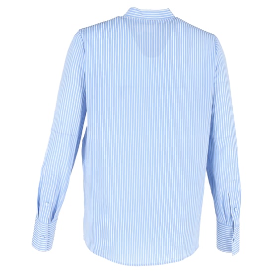 Valentino Garavani Streifen-Krawatten-Knopfhemd aus blauer Seiden-Crêpe de Chine - Image 3
