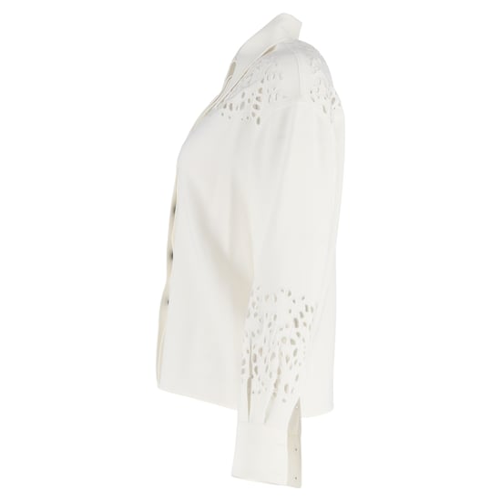 Proenza Schouler Broderie Anglaise Crêpe-Hemd aus weißem Triacetat - Image 2