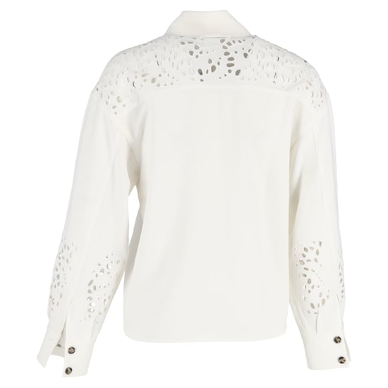 Proenza Schouler Broderie Anglaise Crêpe-Hemd aus weißem Triacetat - Image 3