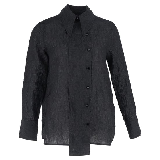 Ganni Jacquard-Hemd mit breiter Knopfleiste aus schwarzem Polyester - Image 1