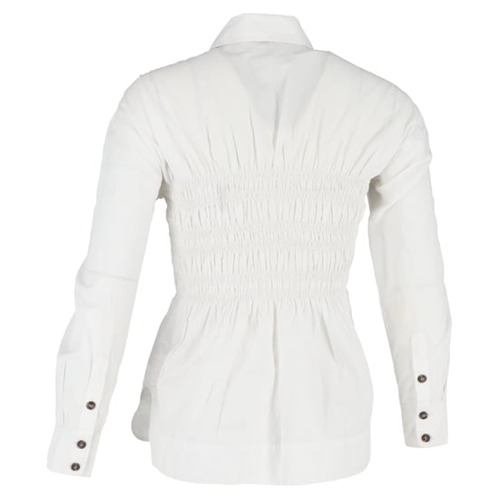 Ganni Rüschen Langarmshirt aus weißer Baumwolle - Image 3