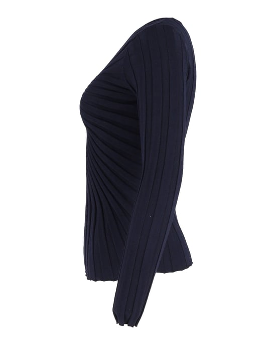 Sandro Justine V-Ausschnitt Strickpullover aus Baumwolle - Blau/Marineblau - Image 2