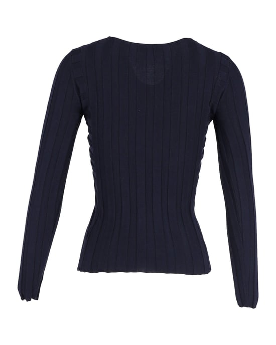 Sandro Justine V-Ausschnitt Strickpullover aus Baumwolle - Blau/Marineblau - Image 3