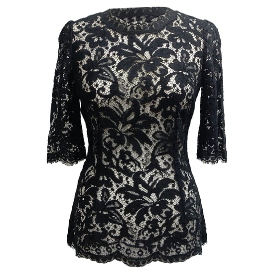 Dolce & Gabbana Spitzenbluse aus schwarzer Baumwolle - Image 1