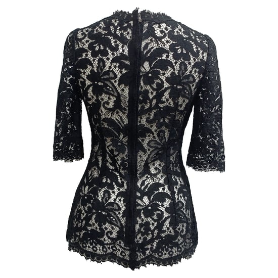 Dolce & Gabbana Spitzenbluse aus schwarzer Baumwolle - Image 2