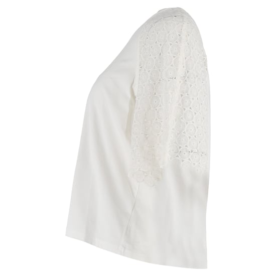 Chloé T-Shirt mit Rundhalsausschnitt und Spitzenärmeln aus weißer Baumwolle - Image 2