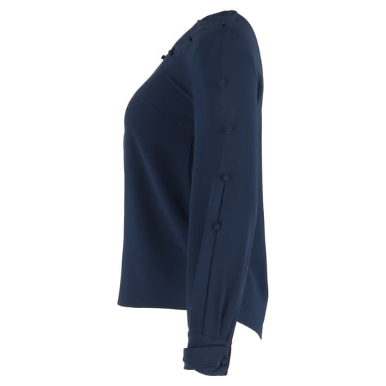 Oscar de la Renta Bateau-Ausschnittbluse aus marineblauer Seide - Image 2