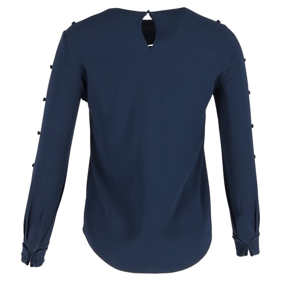 Oscar de la Renta Bateau-Ausschnittbluse aus marineblauer Seide - Image 3