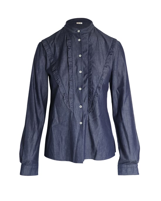 Miu Miu Rüschenbluse aus blauer Baumwolle - Image 1