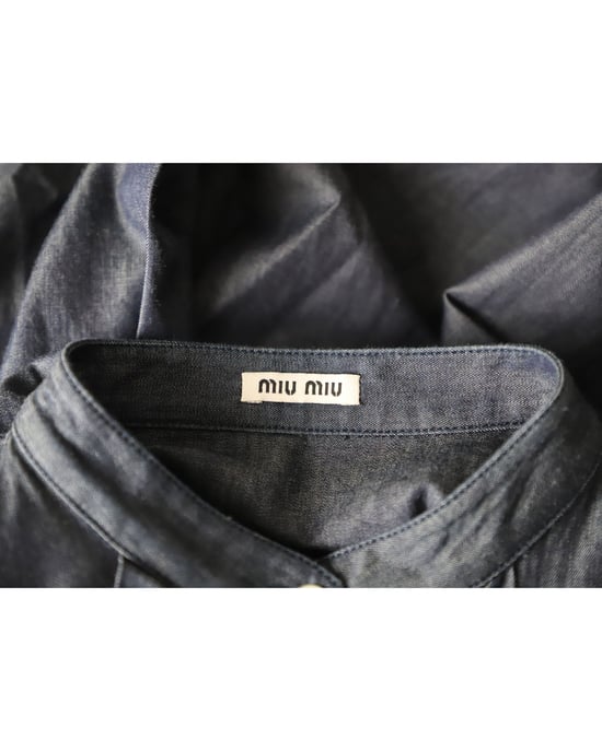 Miu Miu Rüschenbluse aus blauer Baumwolle - Image 4