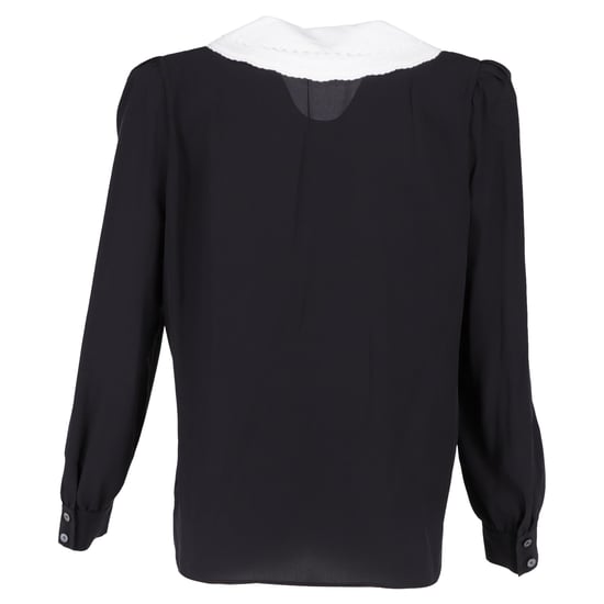 Alessandra Rich Bluse mit kontrastierendem Kragen aus schwarzer Seide - Image 3