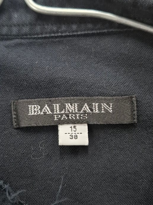 Balmain Langarmhemd mit Schulterdetail aus schwarzer Baumwolle - Image 4