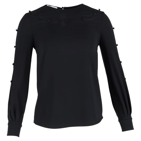 Oscar de la Renta Bluse mit Bateau-Ausschnitt aus schwarzer Seide - Image 1