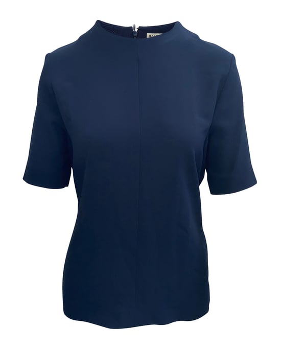 Balenciaga Bluse mit Knoten hinten aus marineblauem Polyester - Image 1
