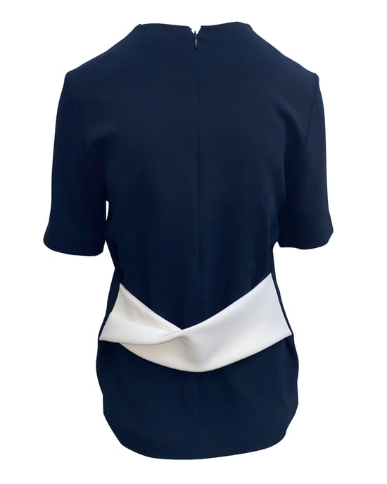 Balenciaga Bluse mit Knoten hinten aus marineblauem Polyester - Image 2