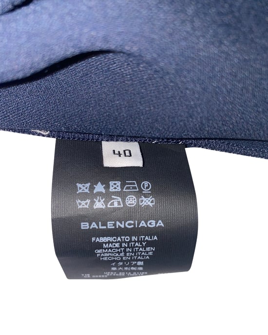 Balenciaga Bluse mit Knoten hinten aus marineblauem Polyester - Image 3