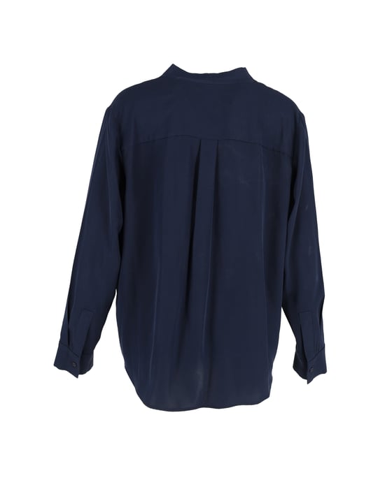 Diane von Furstenberg Sanorah Plisseebluse aus marineblauer Seide - Image 3