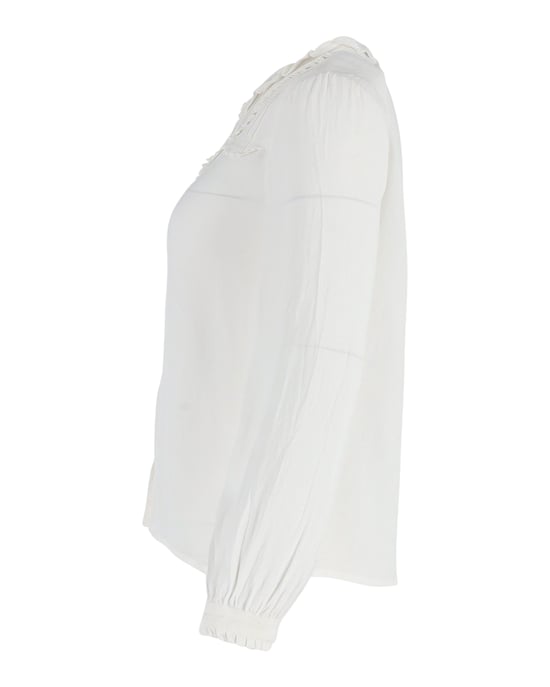 Maje Rüschenbluse mit Knöpfen aus weißer Baumwolle - Image 2