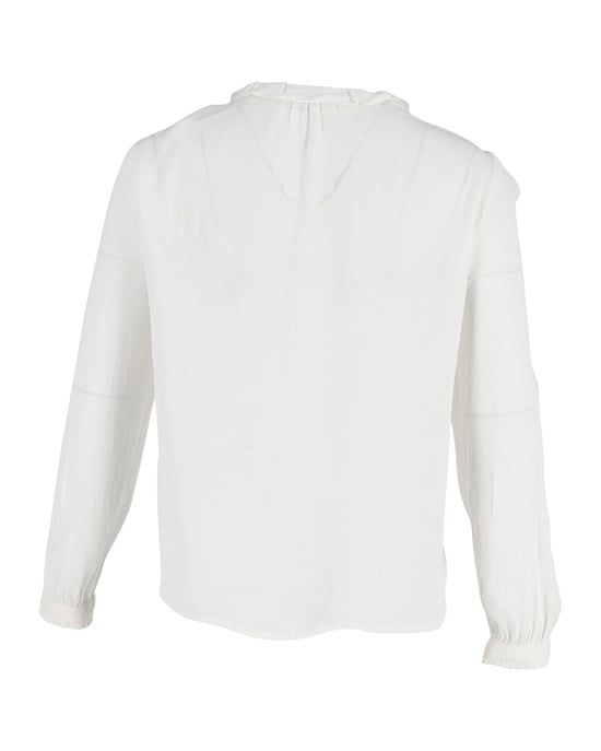 Maje Rüschenbluse mit Knöpfen aus weißer Baumwolle - Image 3