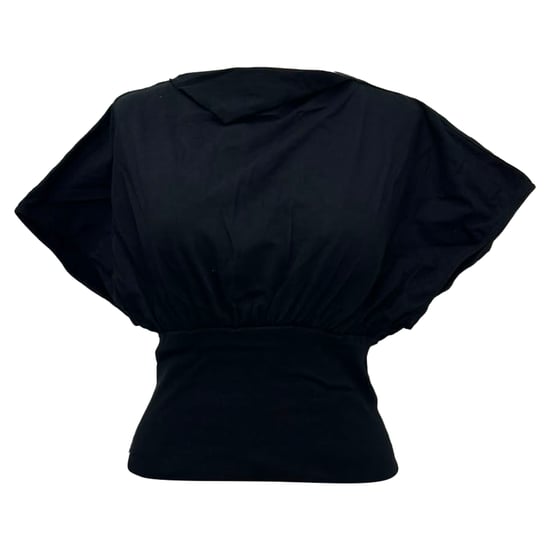 Rick Owens Kurzarmbluse mit U-Boot-Ausschnitt aus schwarzem Baumwollstoff - Image 1