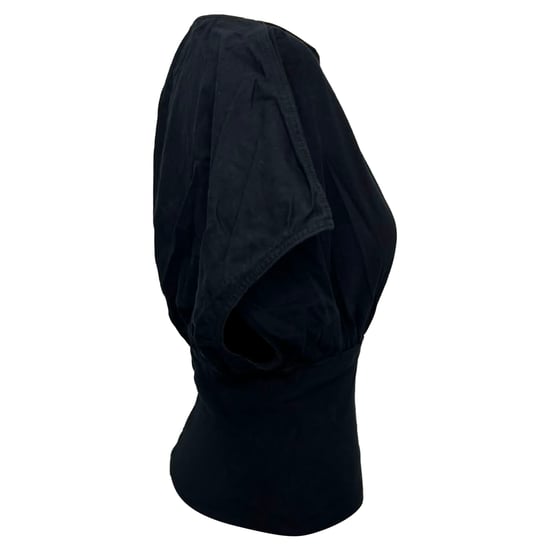 Rick Owens Kurzarmbluse mit U-Boot-Ausschnitt aus schwarzem Baumwollstoff - Image 3