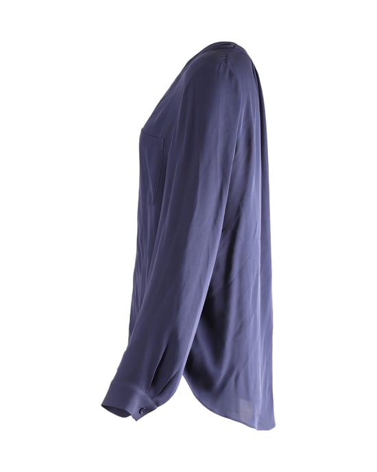 Diane Von Furstenberg Langärmlige Bluse aus marineblauer Seide - Image 2