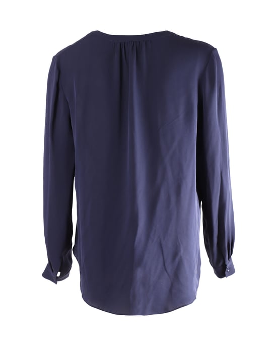 Diane Von Furstenberg Langärmlige Bluse aus marineblauer Seide - Image 3