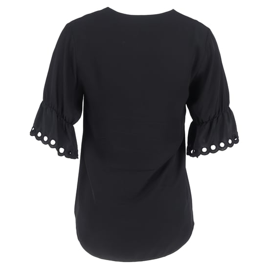 Chloé Bluse mit V-Ausschnitt und Muschelärmeln aus schwarzer Seide - Image 3