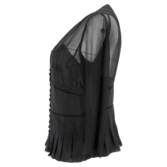 Chloé plissierte, transparente Langarmbluse aus schwarzer Seide - Image 2