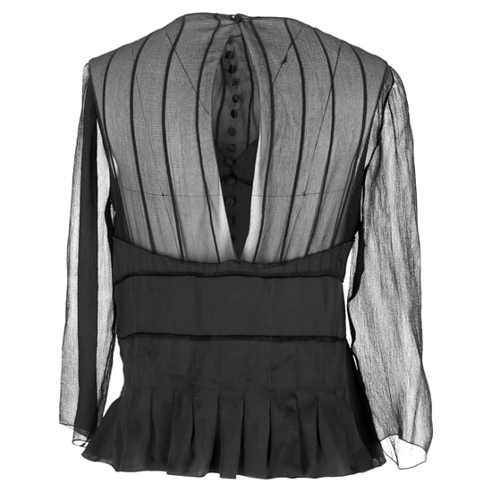 Chloé plissierte, transparente Langarmbluse aus schwarzer Seide - Image 3