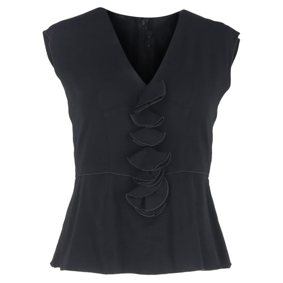 Marc Jacobs V-Ausschnitt Rüschen-Peplum-Top aus schwarzem Polyester - Image 1