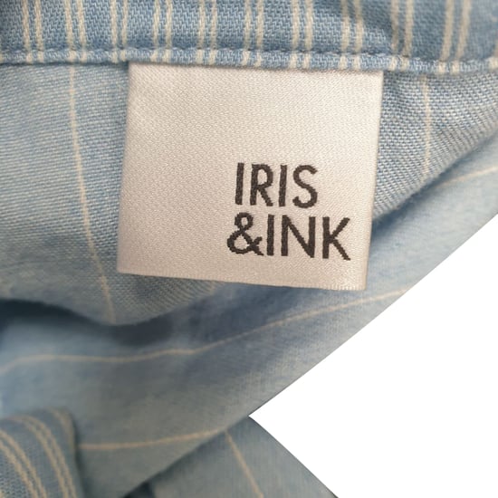 Iris & Ink Pre-owned gestreiftes Hemd mit Knopfleiste und Bindegürtel aus Baumwolle - Blau - Image 4