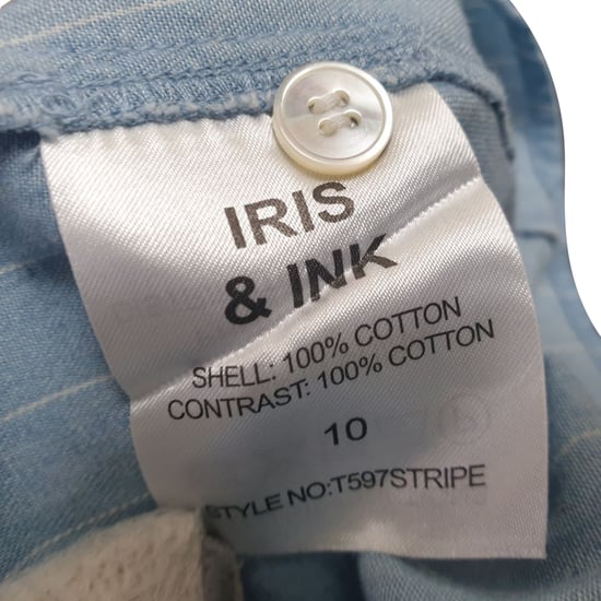 Iris & Ink Pre-owned gestreiftes Hemd mit Knopfleiste und Bindegürtel aus Baumwolle - Blau - Image 5