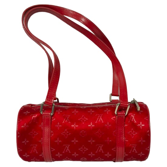 Louis Vuitton Mini Papillon Barrel Schultertasche aus rotem Satin - Image 1