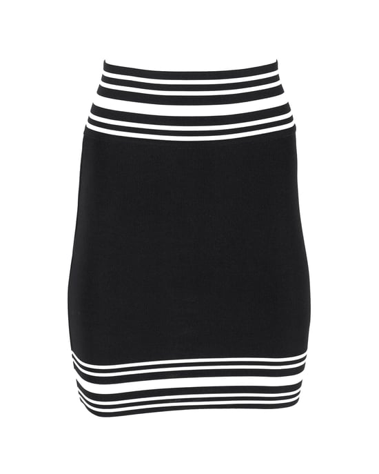 Balmain Minirock aus gestreiftem Stretch-Strick in schwarzer Viskose - Image 1