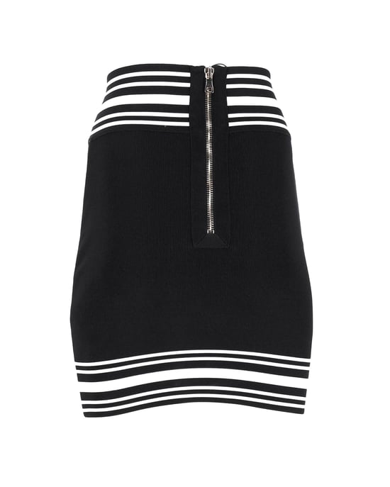 Balmain Minirock aus gestreiftem Stretch-Strick in schwarzer Viskose - Image 3