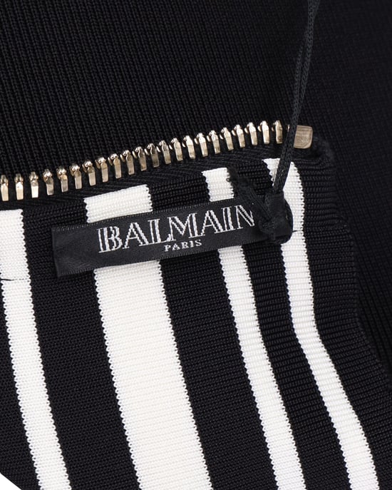 Balmain Minirock aus gestreiftem Stretch-Strick in schwarzer Viskose - Image 5