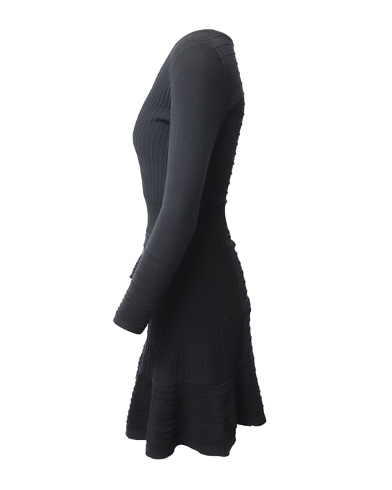 Sandro Paris Strickkleid mit Volant aus schwarzer Baumwolle - Image 2