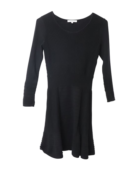 Sandro Paris Strickkleid mit Volant aus schwarzer Baumwolle - Image 4