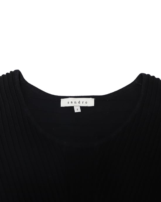Sandro Paris Strickkleid mit Volant aus schwarzer Baumwolle - Image 6