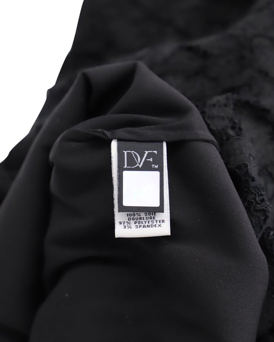DVF Nisha-Kleid aus schwarzer Spitze mit ärmelloser Illusion - Image 5
